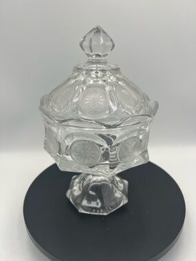 Clear Pressed Glass Covered Compote Candy Dish